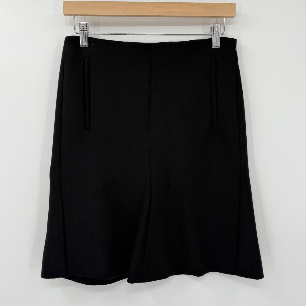 Theory Janya Edgewood Black Wool Blend A-Line Knee Length Skirt Size 2
